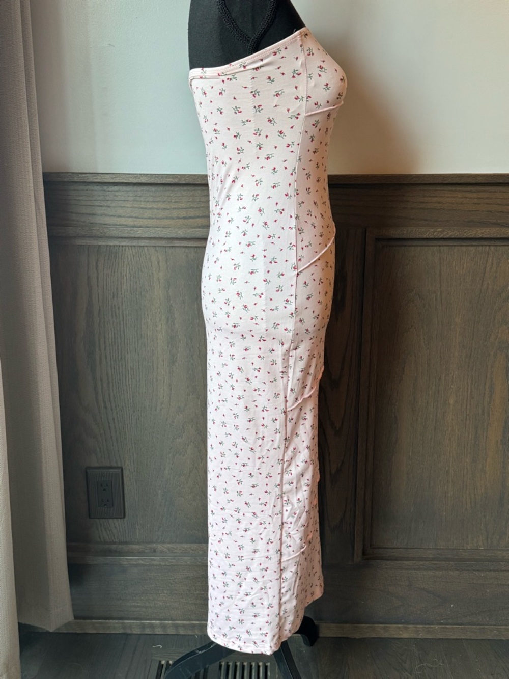 Milumia Strapless Pink Floral Midi bodycon Dress NWT Small - Picture 5 of 7